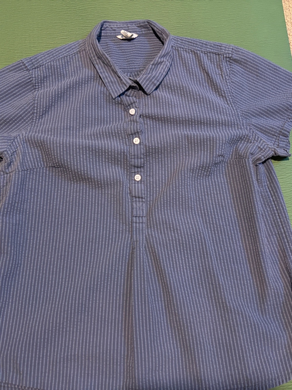 L.L. Bean Women's Blue Short-Sleeve Button Down Shirt